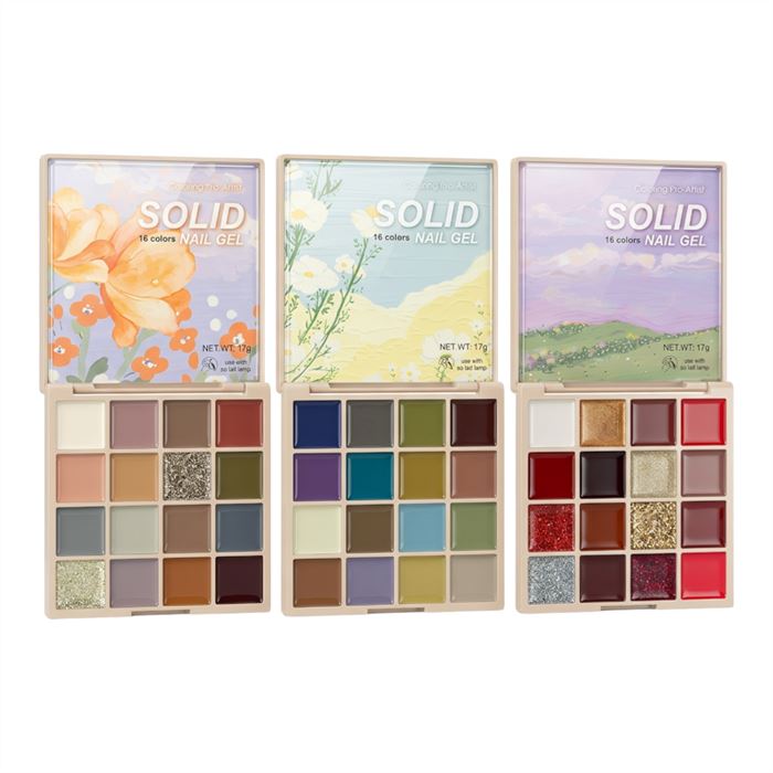 16 Colors Solid Nail Gel Palette